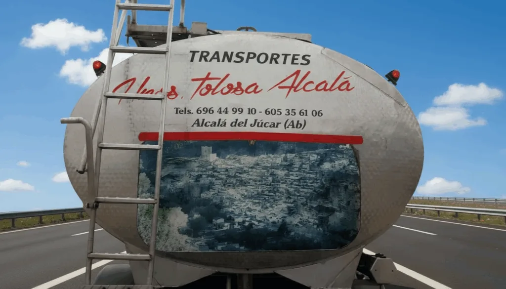 Foto de la cisterna del camión por la parte de atras.
